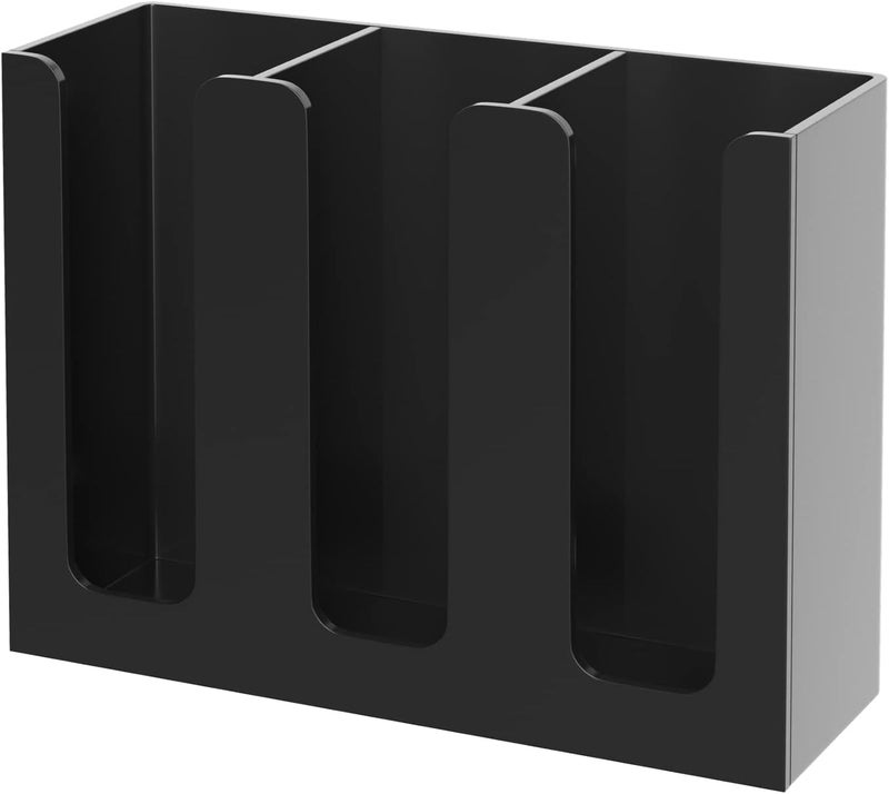 KOTEMON Acrylic Cup and Lid Holder, 3 Compartment, Disposable Coffee Cup Dispenser Cup Storage Organizer, Black - Image 1